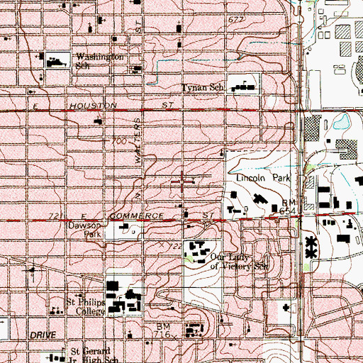 Topographic Map of Church of the Living God Temple, TX