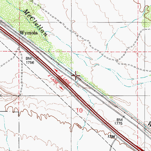 Topographic Map of Wymola, AZ