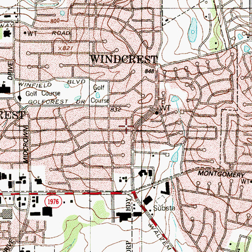 Topographic Map of Crestview Baptist Church, TX