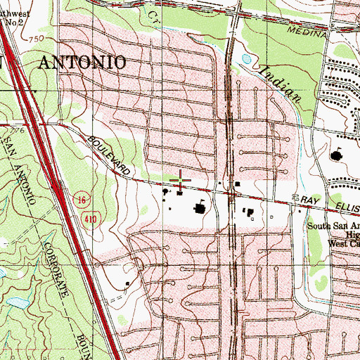 Topographic Map of Crossroads Community Church, TX
