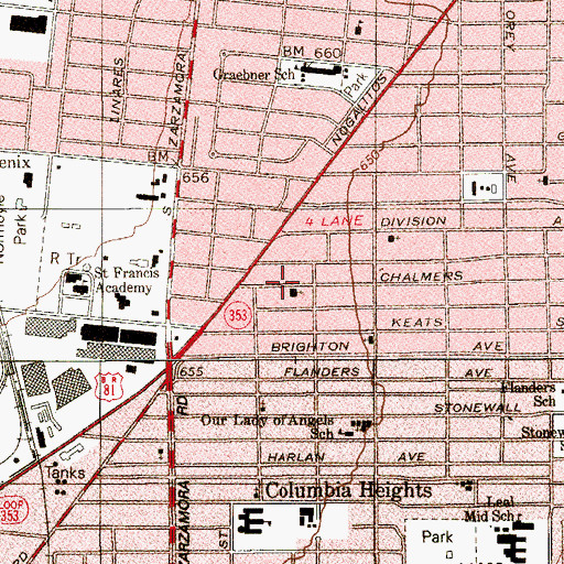 Topographic Map of El Buen Pastor Assembly of God Church, TX