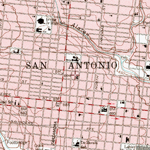Topographic Map of El Divino Redentor Presbyterian Church, TX