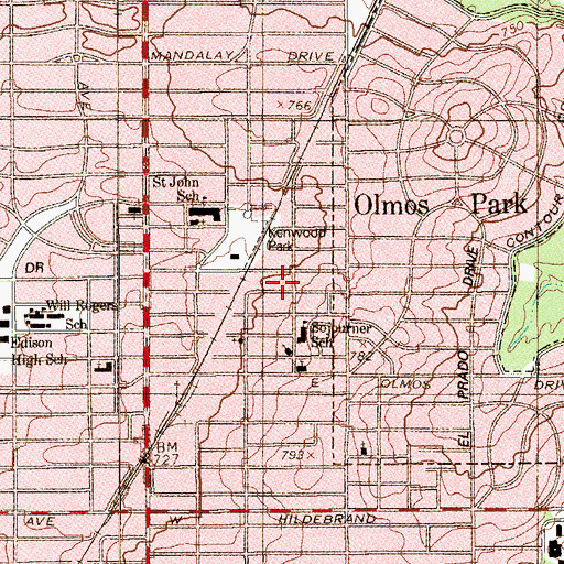 Topographic Map of El Salvador Assembly of God, TX