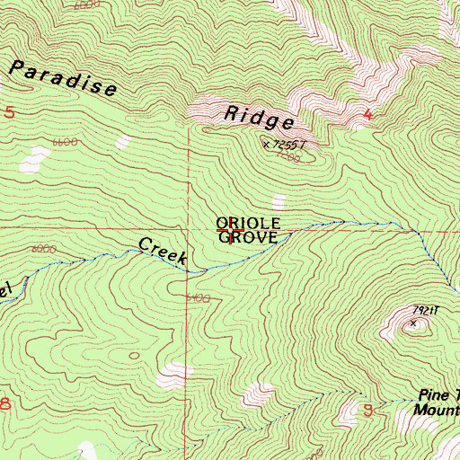 Topographic Map of Oriole Grove, CA