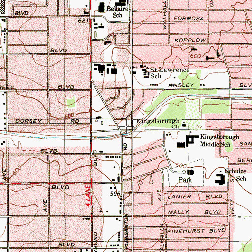 Topographic Map of Faith Bible Church, TX