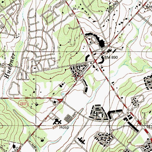 Topographic Map of Fellowship Bible Church, TX