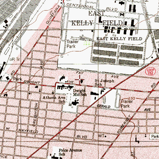 Topographic Map of First Baptist Church, TX