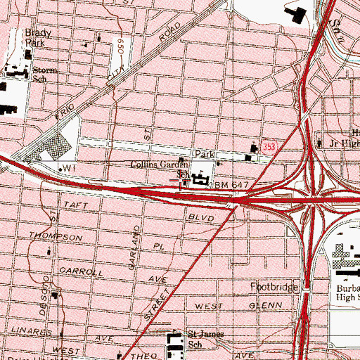Topographic Map of First Christian Church, TX
