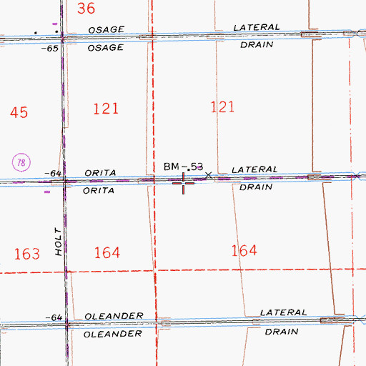 Topographic Map of Orita Drain, CA