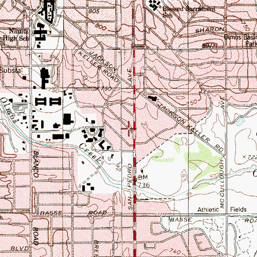 Topographic Map of Fourth Church of Christ Scientist of San Antonio, TX