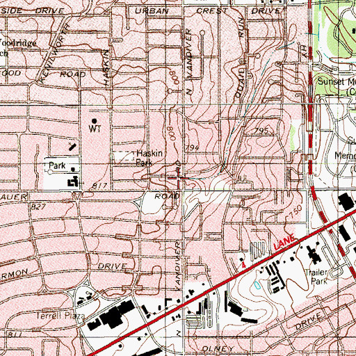 Topographic Map of Friends Meeting House of San Antonio, TX