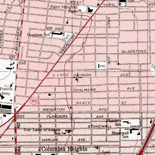 Topographic Map of Genesis Church, TX