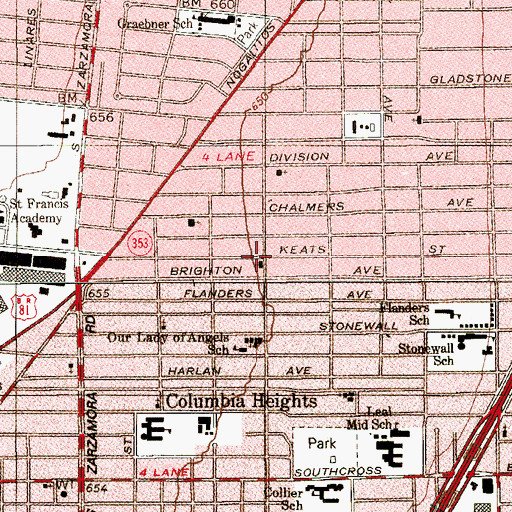 Topographic Map of Gethsemane Church, TX