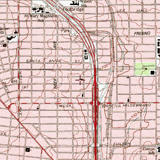 Topographic Map of Gospel Assembly Church, TX