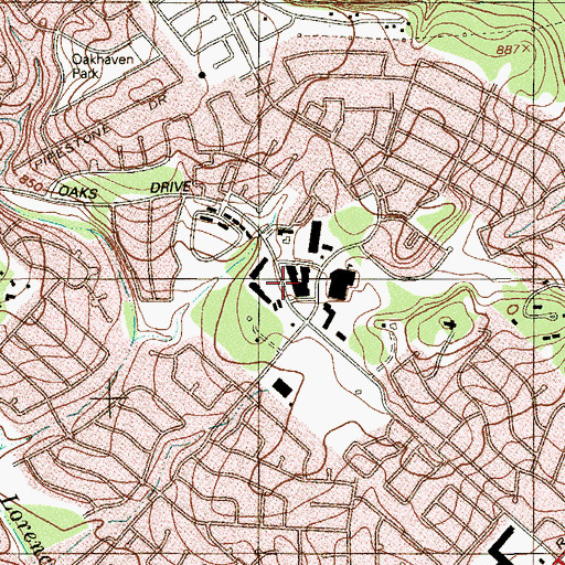 Topographic Map of Grace Bible Chapel, TX
