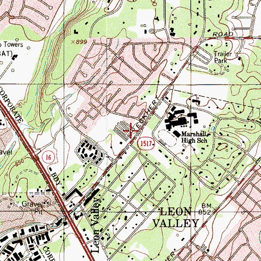 Topographic Map of Grace Fellowship Baptist Church, TX