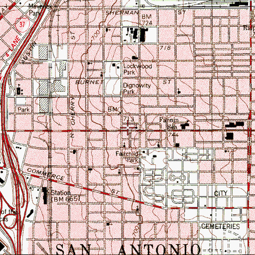 Topographic Map of Greater Faith Temple Aspostolic Church, TX