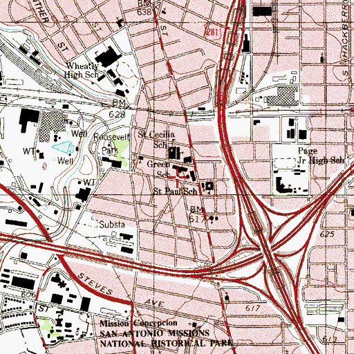 Topographic Map of Grove Avenue Spanish Church of Christ, TX