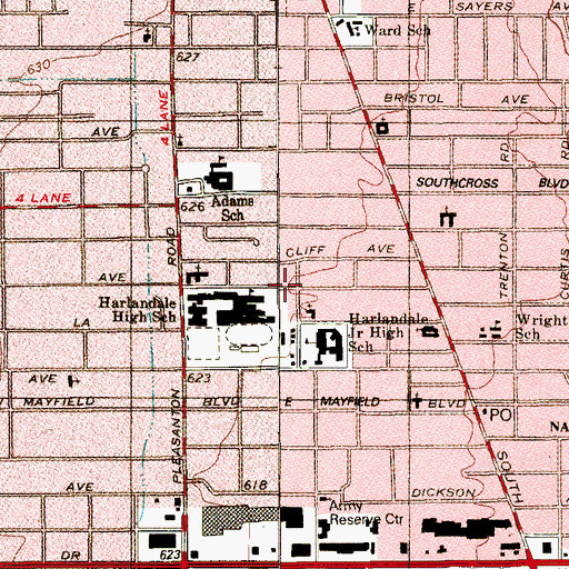 Topographic Map of Harlandale Christian Church, TX