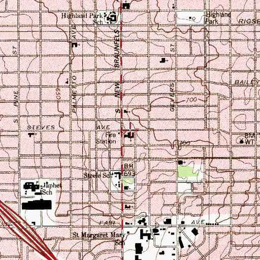 Topographic Map of Highland Terrace United Methodist Church, TX