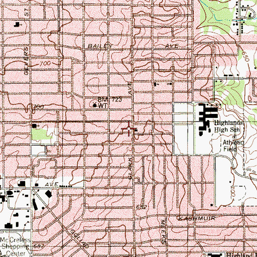 Topographic Map of Highlands Assembly of God, TX