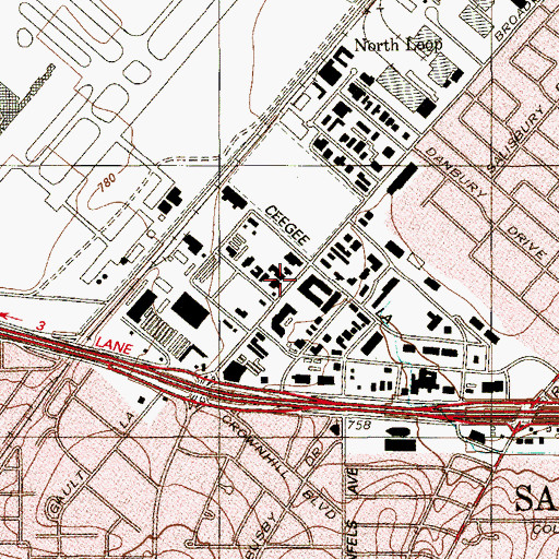 Topographic Map of Hill Country Church, TX