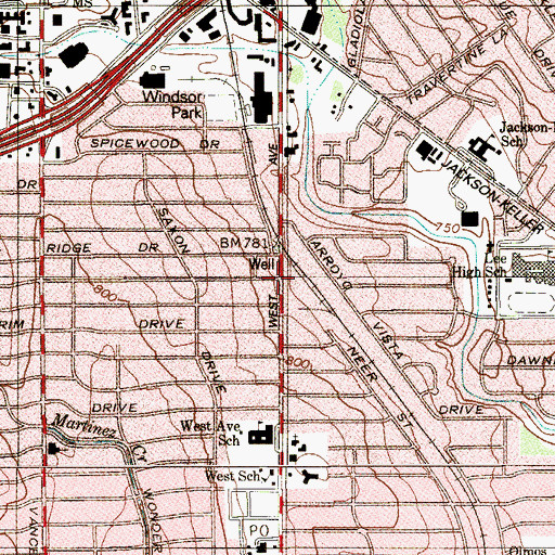 Topographic Map of His Grace Church, TX