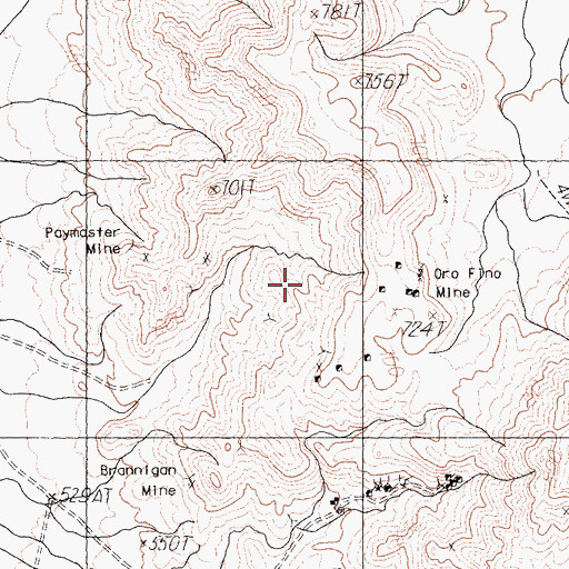 Topographic Map of Oro Fino Mine, CA