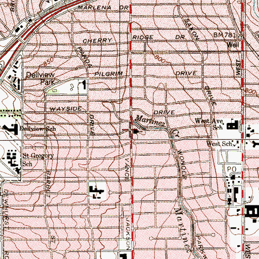Topographic Map of House of Prayer, TX