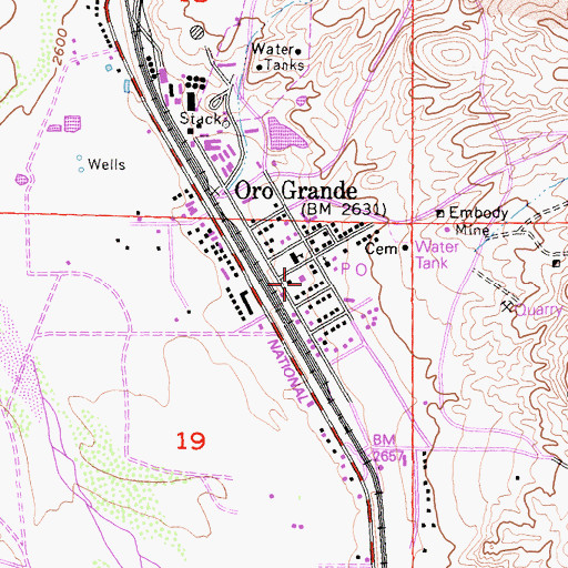 Topographic Map of Oro Grande, CA