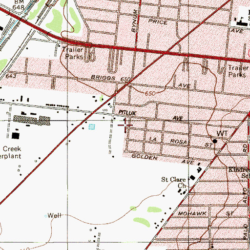Topographic Map of Iglesia Bautista Monte de la Olivas, TX