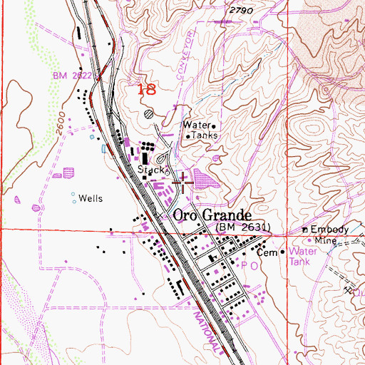 Topographic Map of Oro Grande Canyon, CA