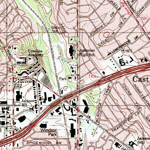Topographic Map of Antonian Retreat Center, TX