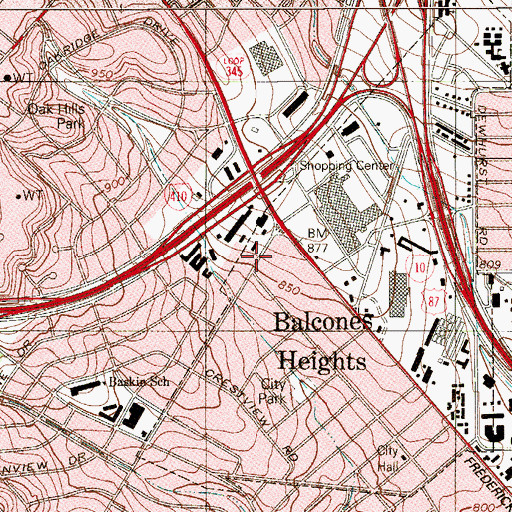 Topographic Map of Balcones Heights City Police Department, TX