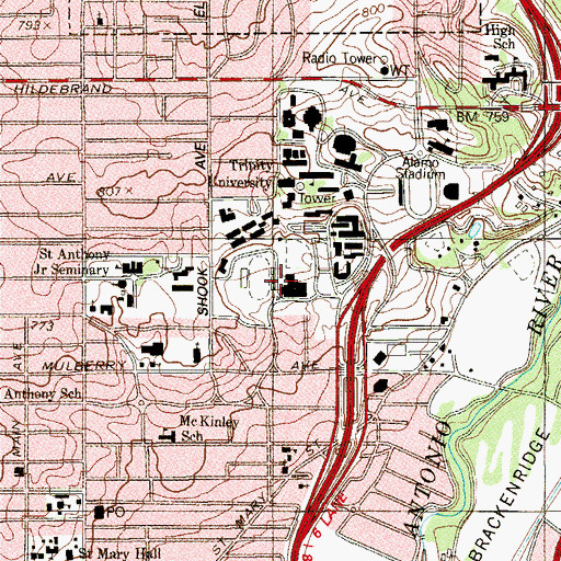 Topographic Map of Bell Athletic Center, TX