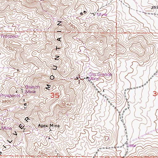 Topographic Map of Oro Grande Mine, CA