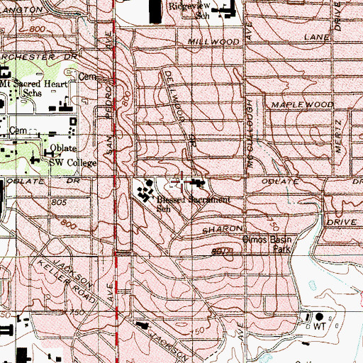 Topographic Map of Blessed Sacrament Parish Convent, TX