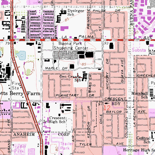 Topographic Map of Oro Grande School, CA