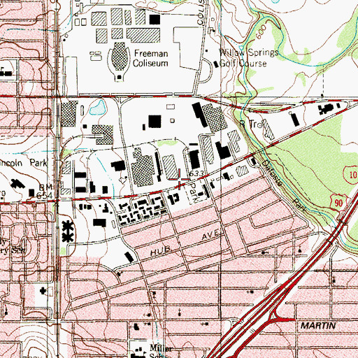 Topographic Map of Carver Branch Library, TX