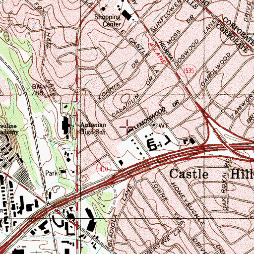 Topographic Map of Castle Hills Police Department, TX