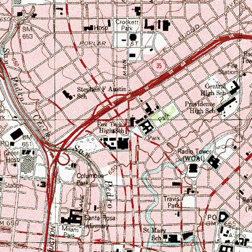 Topographic Map of Central Christian Church Child Care Center, TX