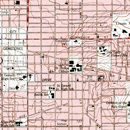 Topographic Map of Cooperative Ministry Center, TX
