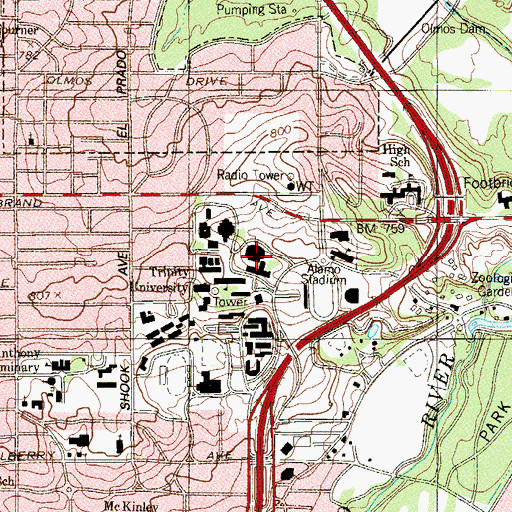 Topographic Map of Dicke Art Building, TX