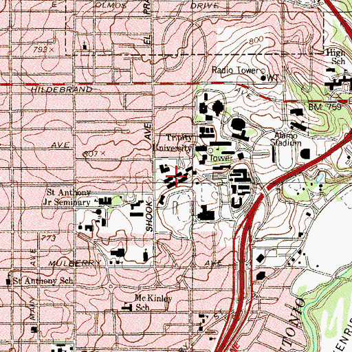 Topographic Map of Isabel McFarlin Residence Hall, TX