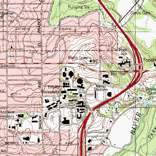 Topographic Map of Laurie Auditorium, TX