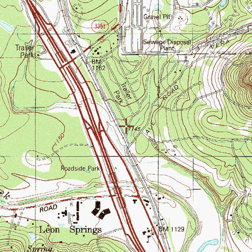 Topographic Map of Leon Springs Volunteer Fire Department, TX