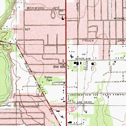 Topographic Map of Little Red School House, TX