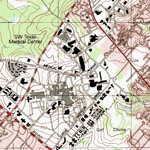 Topographic Map of Methodist Plaza, TX