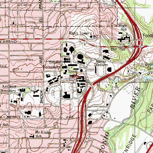 Topographic Map of Miller Residence Hall, TX