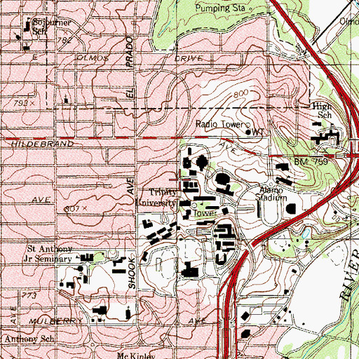 Topographic Map of Moody Engineering Science Building, TX